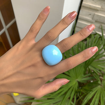 Trendy Geometric Acrylic Statement Ring For Women