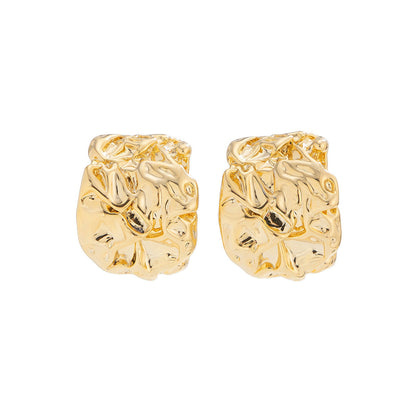 Unique Liquid Lava Metal Heart Drop Earrings