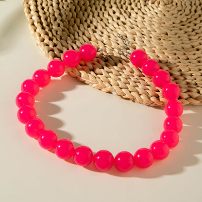 Dopamine Colorful Acrylic Beaded Necklace Trendy Sweet Style
