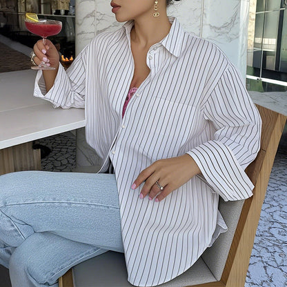 Casual Striped Long Sleeve Women's Shirt