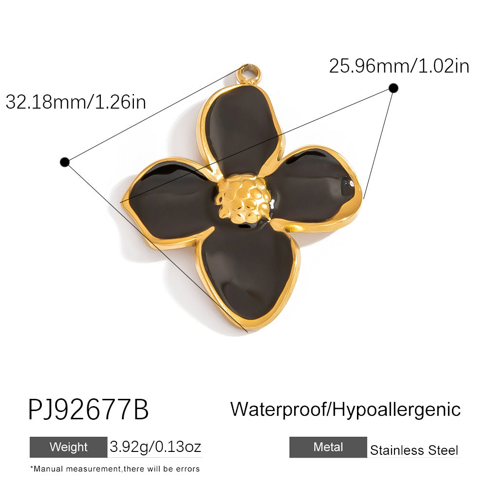 Heart Flower Pendant Accessories 18K Gold Plated Stainless Steel Jewelry
