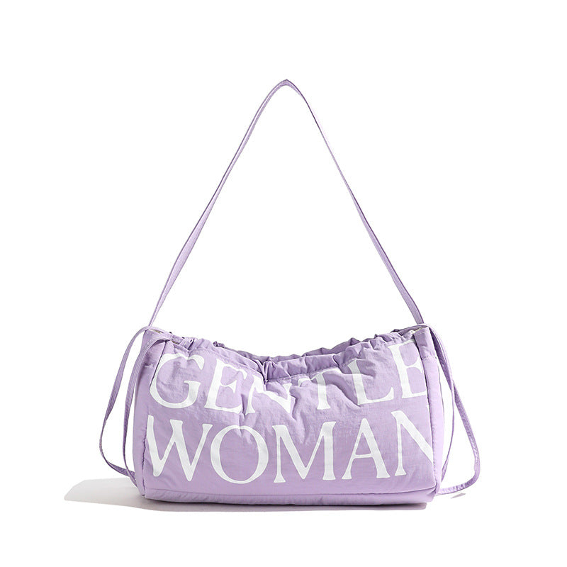 Drawstring Solid Puffer Underarm Shoulder Bag
