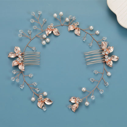 New Bride Hair Accessory Handmade Gold Twist Comb Hairpiece