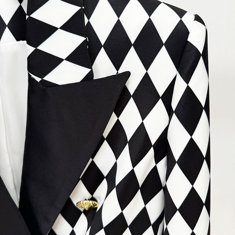 Black And White Check Blazer Jacket