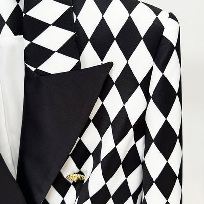 Black And White Check Blazer Jacket