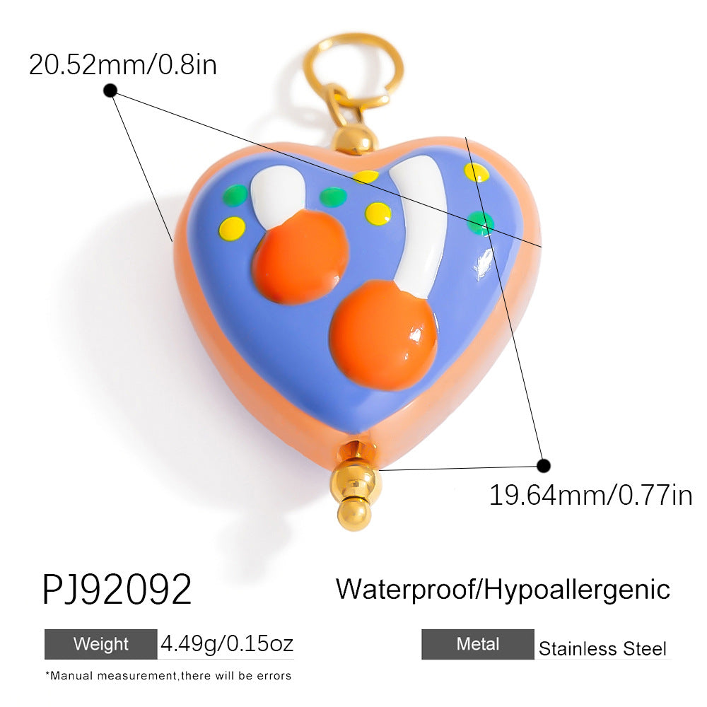 Hand-Painted DIY Jewelry Accessories Summer Dopamine Glass Heart Pendant