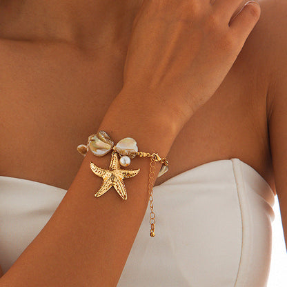 Starfish Shell Pendant Necklace For Women