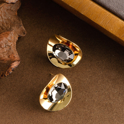 Geometric Zirconia Stud Earrings For Women Stylish Silver Pin