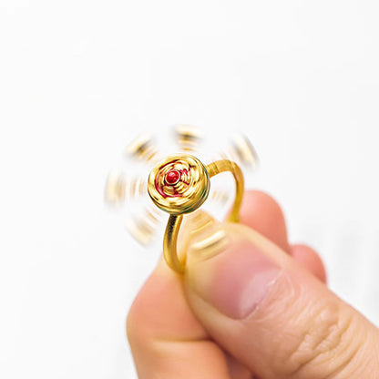Lotus Six-Character Mantra Scripture Rotating Ring Lucky Turn Ring National Style Enamel Colored Burning Blue Ring