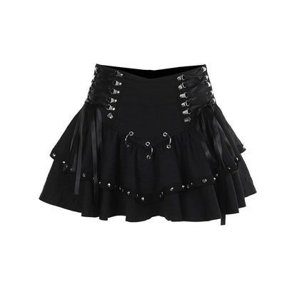 Black Heavy Metal Mini Skirt Sexy Street Style