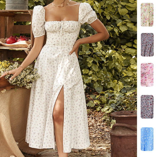 Floral Print Backless Midi Dress