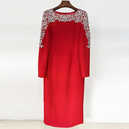 New Fashion V-Neck Midi Dress With Beaded Details