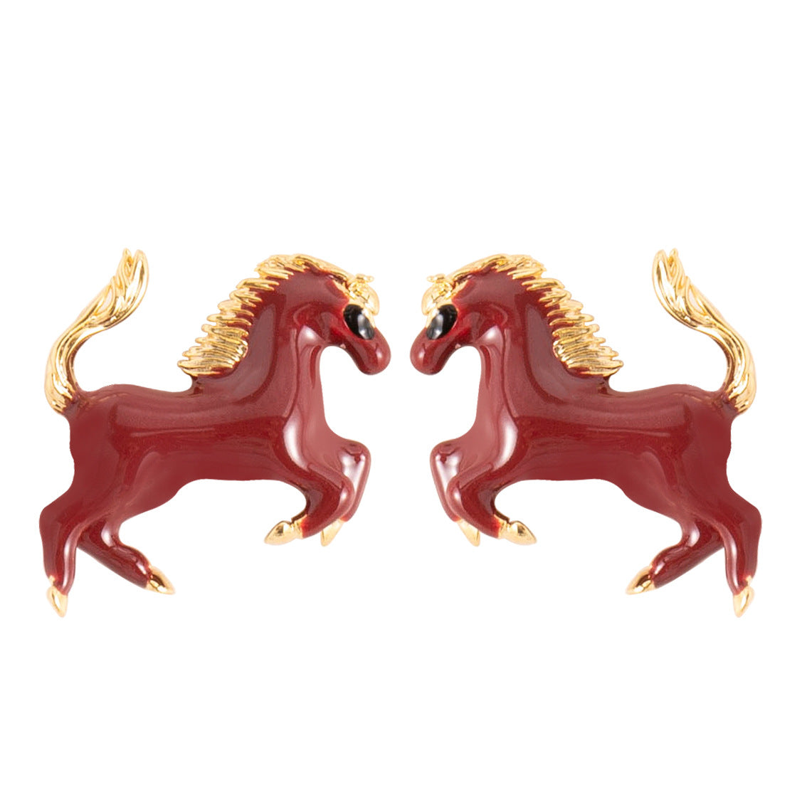 Elegant Enamel Horse Zodiac Stud Earrings For Women