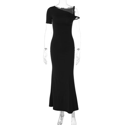 Elegant Solid Color Slim-Fit Maxi Dress