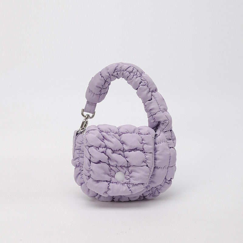 Wrinkled Cloud Mini Pouch Bag Trendy Nylon Handheld Accessory