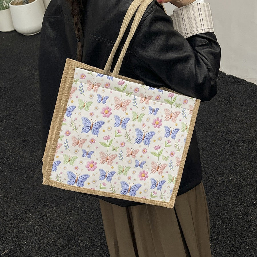 Stylish 3D Patterned Linen Tote Bag for Women