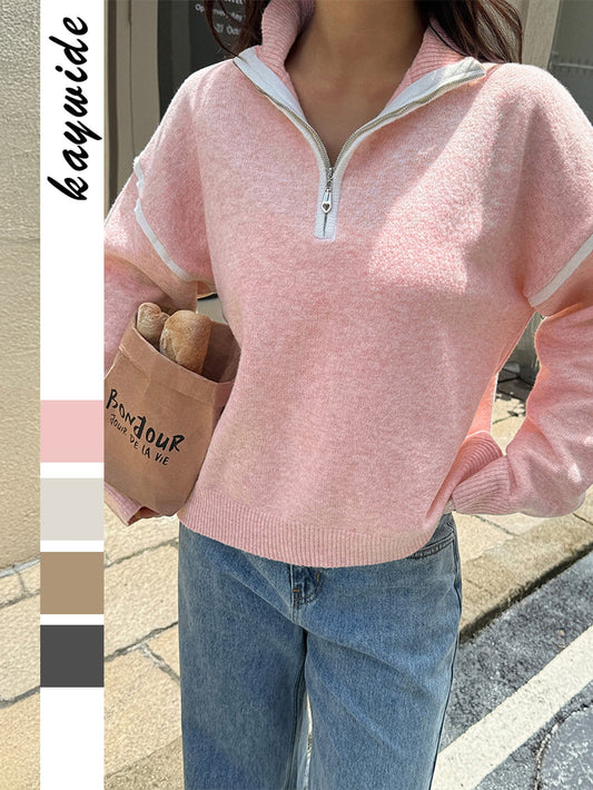 Casual Solid Color Long Sleeve Sweater for Women