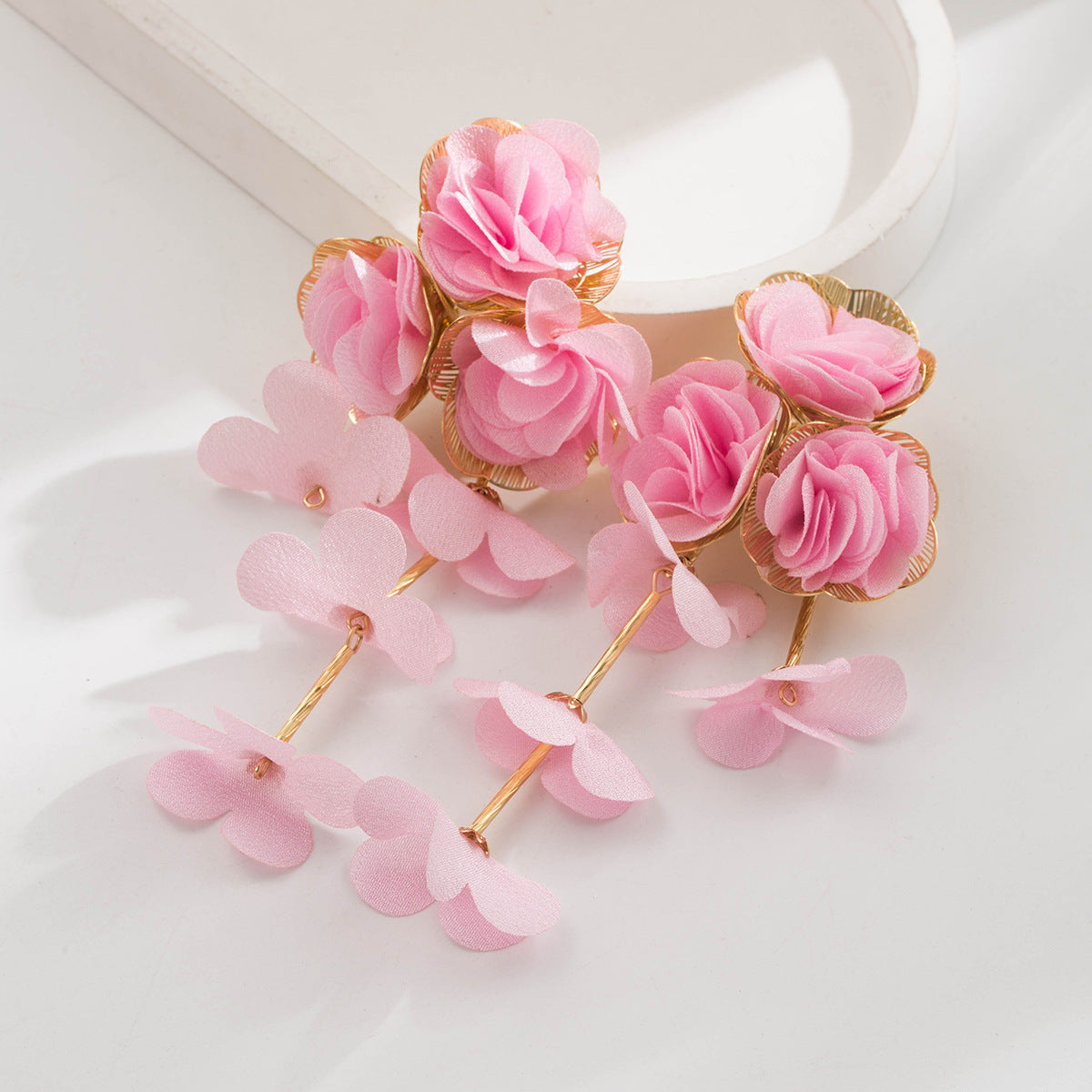 Chic Floral Chiffon Earrings Lightweight Vacation Style