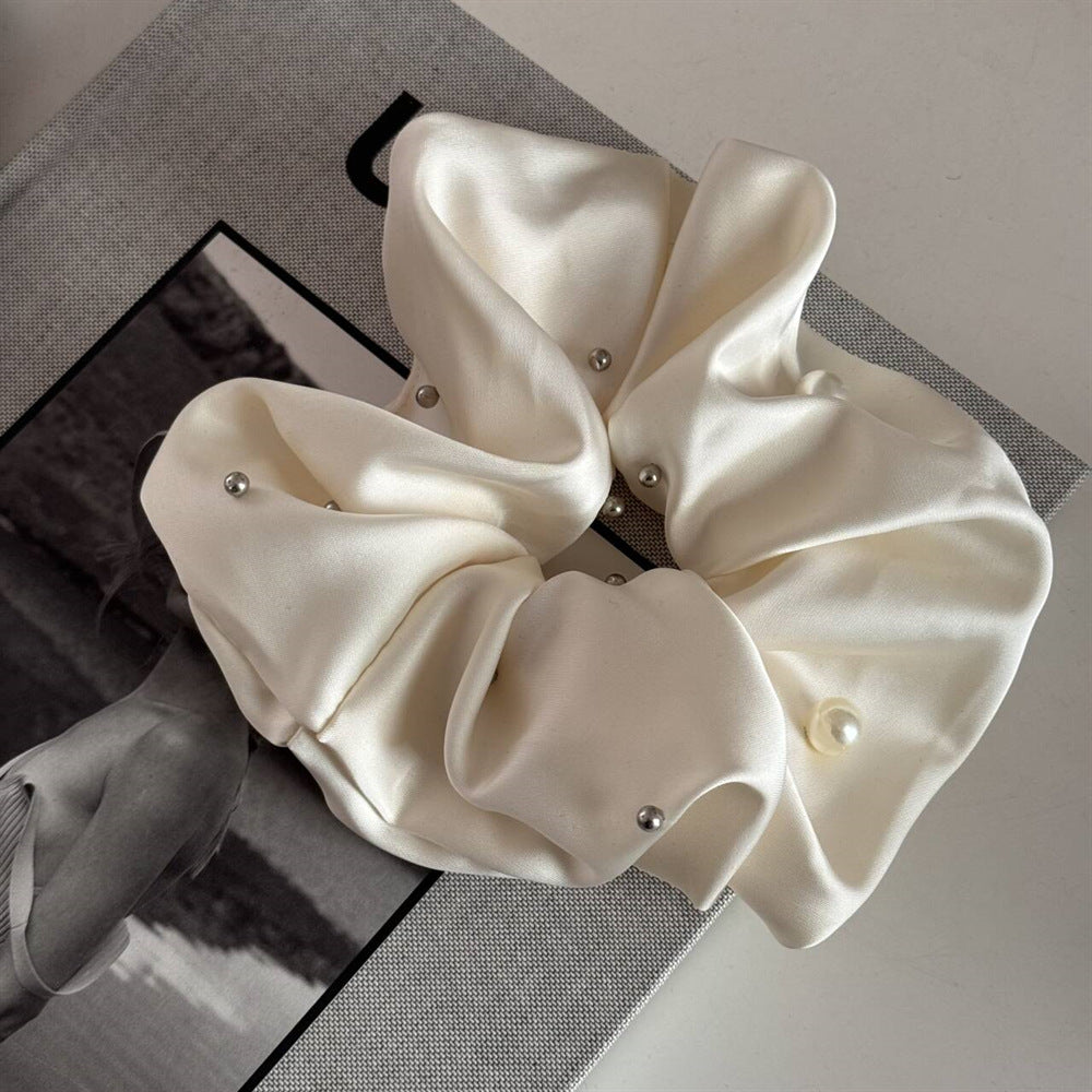 Elegant Pearl Studded Satin Hair Tie