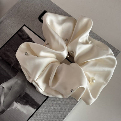 Elegant Pearl Studded Satin Hair Tie