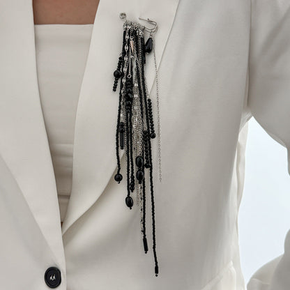 Trendy Geometric Crystal Beaded Brooch Pin - Funky Punk Style