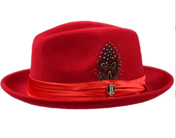 Men's Wool Fedora Hat with Bowknot and Feather, Stylish Fall Winter Accessory