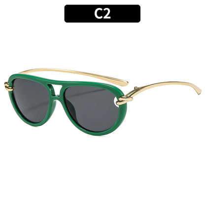 Trendy Knot Double Beam UV400 Sunglasses for Outdoor Activities