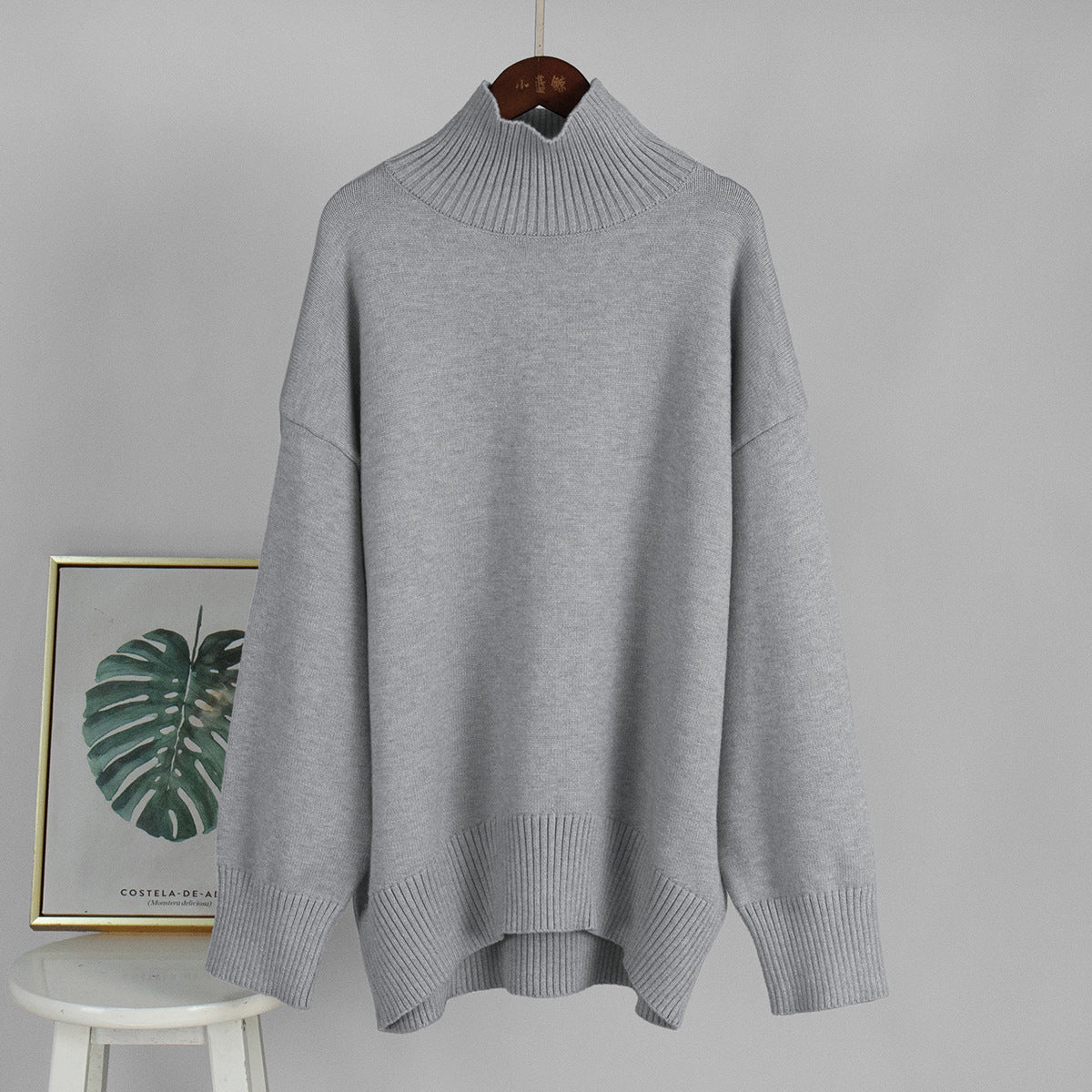 Casual High Neck Solid Color Pullover Sweater