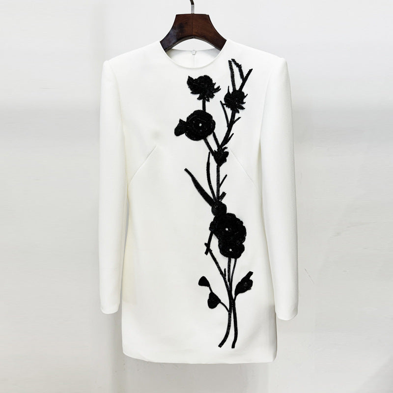 Floral Embellished Long Sleeve Dress