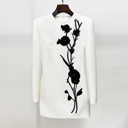 Floral Embellished Long Sleeve Dress