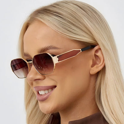 Polygon Metal Sunglasses UV400 Protection Trendy Outdoor Glasses