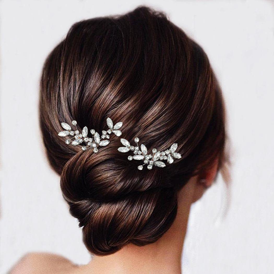 Sparkling Silver U-Shape Bridal Hair Pins Set