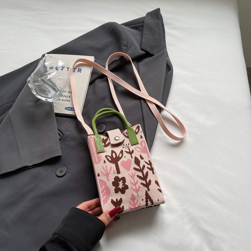 Fashionable Simple Knit Crossbody Phone Bag