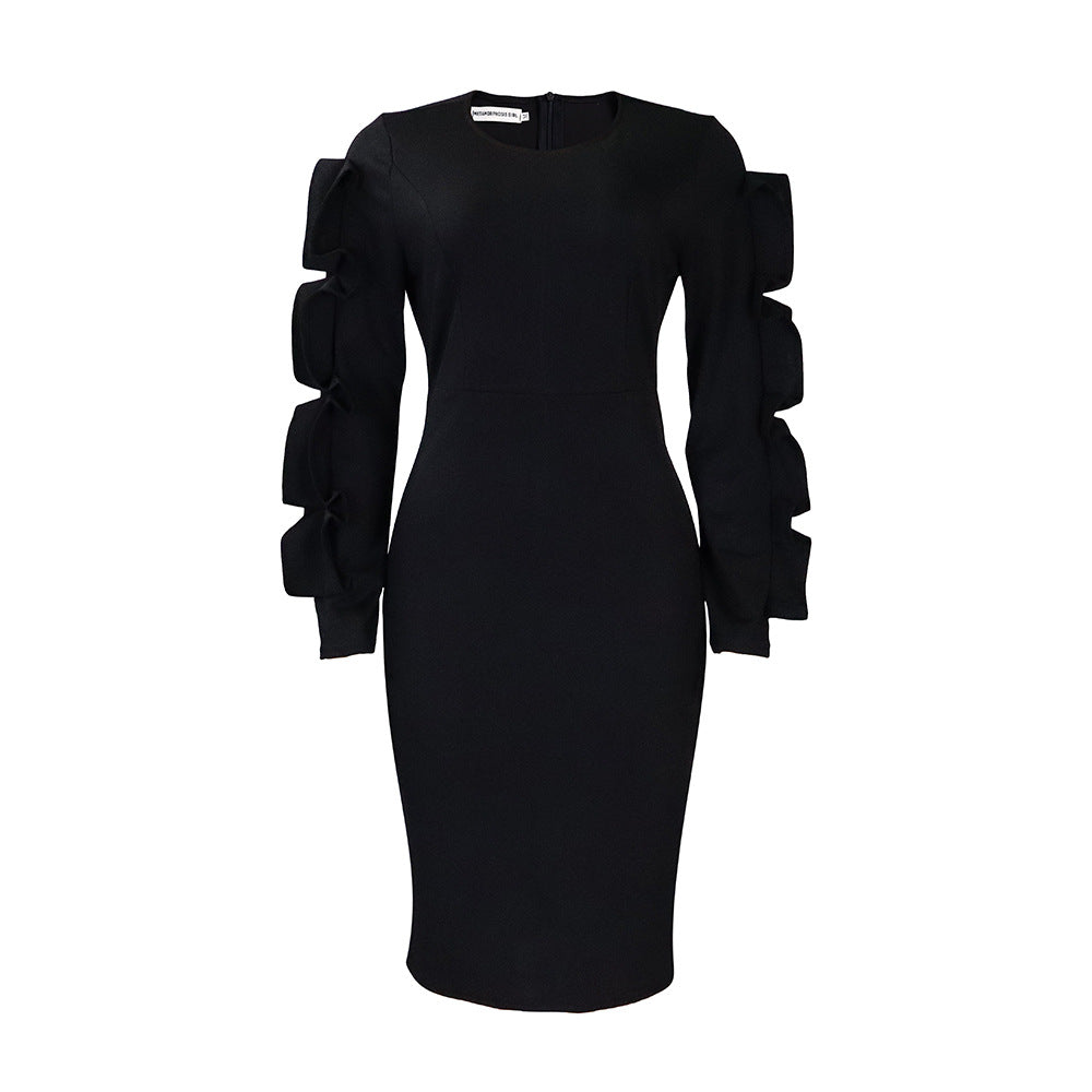 Elegant Plus Size Long Sleeve Dress In Solid Colors