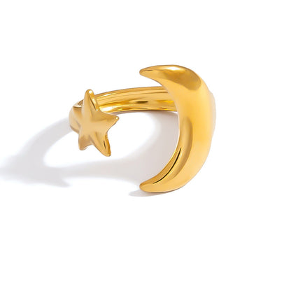 SUMMLY Star-Shaped Adjustable Titanium Steel Ring Stylish Jewelry