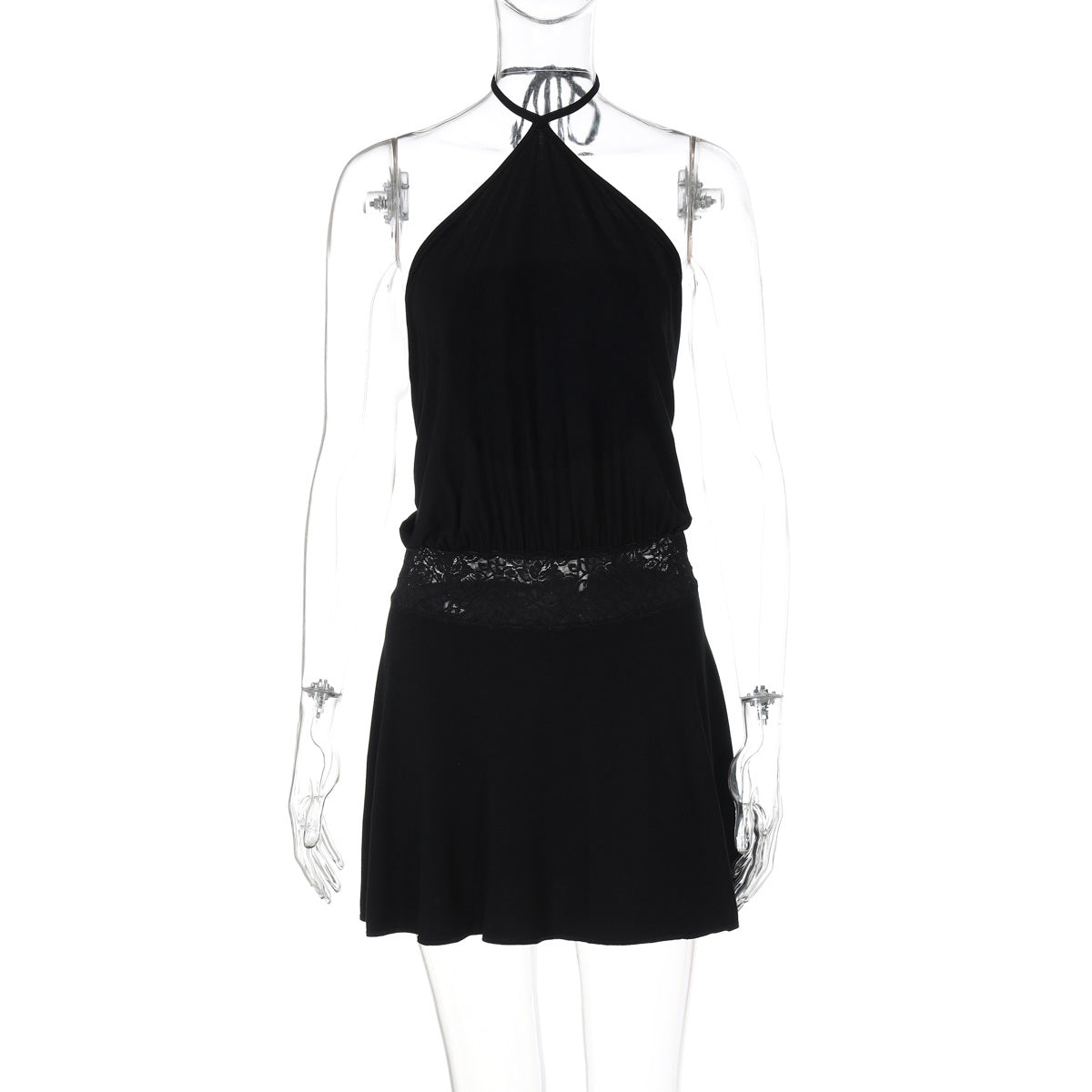 Sleeveless Halter Neck Mini Dress in Solid Colors