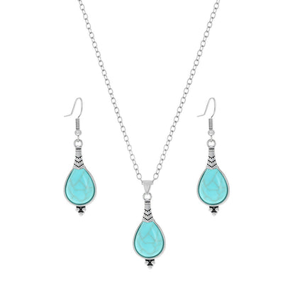 Turquoise Vintage Style Earrings Necklace Set