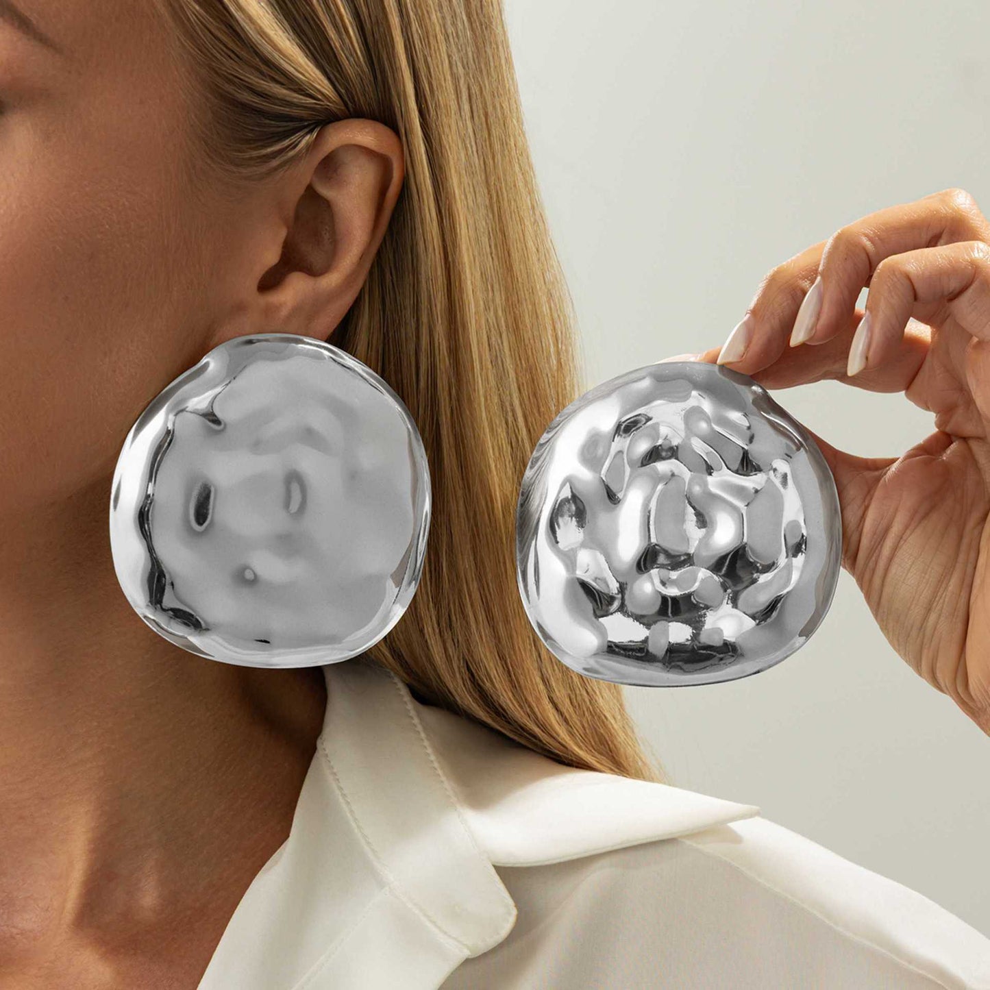 Geometric Heart-Shaped Metal Earrings For Women