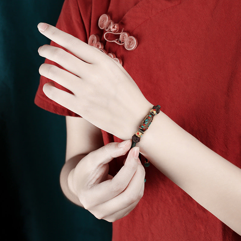 Dragon Knot Hand Woven Bracelet Bohemian Women'S Vintage Brass Ethnic Hand Rope Bracelet