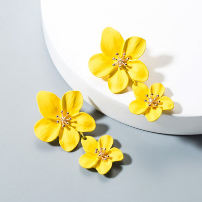 Trendy Floral Drop Earrings Alloy Geometric Jewelry