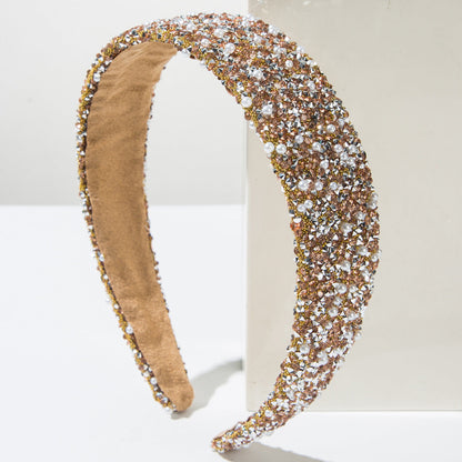 Colorful Pearls Rhinestone Headband Glamorous Women's Hair Accessory