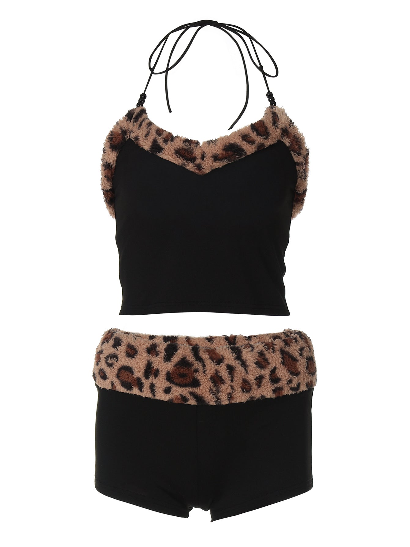 Trendy Chic Two-Piece Set with Cutout Bodice and Animal Print Design