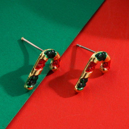 Trendy Christmas Reindeer Earrings with Bow and Tree Design