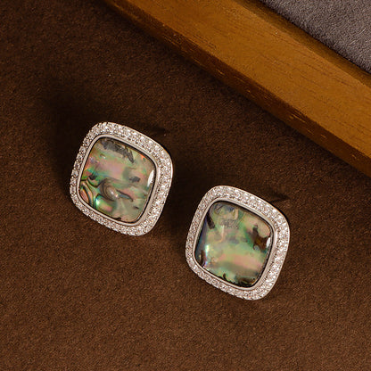 Elegant Shell Stud Earrings With Natural Abalone Inlay