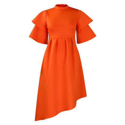 Elegant Ruffled Sleeve Maxi Dress Stylish Polyester Cocktail Dress