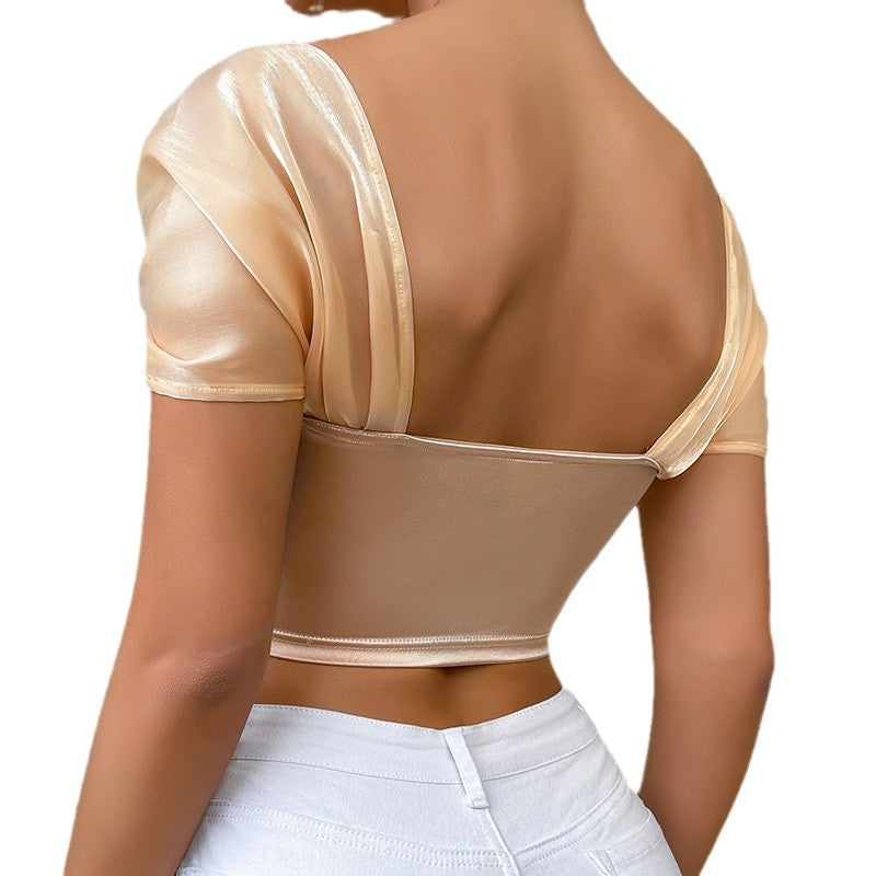 Elegant Shoulderless Satin Crop Top For All Occasions