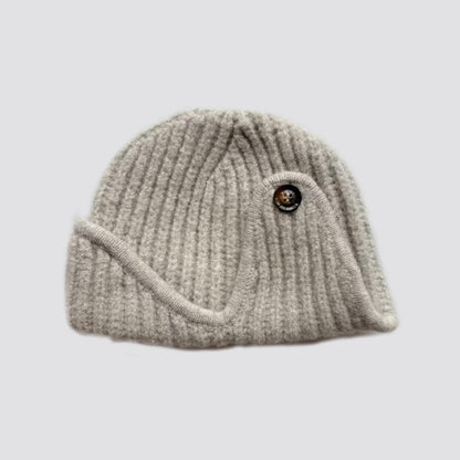 Plain Color Wool Blend Knitted Beanie Hat for Women