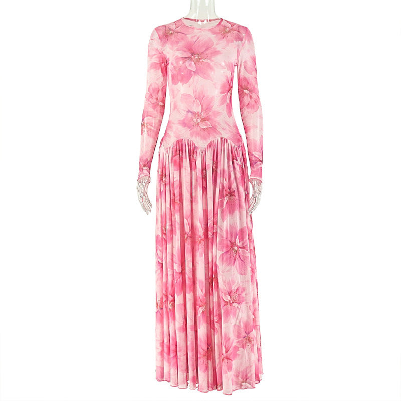 Color Block Bodycon Dress Comfortable Casual Maxi Dress