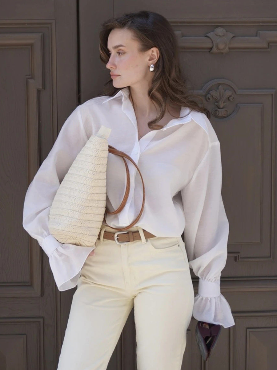 Casual Long Sleeve Shirt for Women - Lyocell Blended Workwear