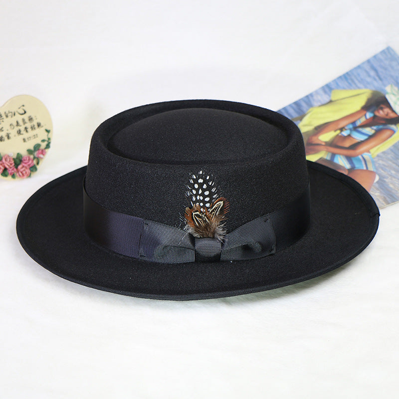 Trendy Pork Pie Wool Felt Hat for Men and Women